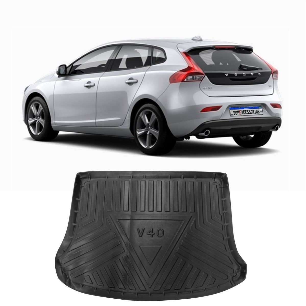 Tapete de porta-malas Volvo V40 2013 até 2019